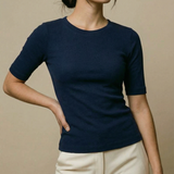 Blusa Feminina 3/4 Canelada Roberta Azul