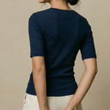 Blusa Feminina 3/4 Canelada Roberta Azul