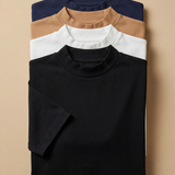 Kit Camisetas Flavia - Preto, Off White, Azul e Caramelo