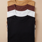 Kit Camisetas Najla - Off White, Preto, Marrom e Caramelo